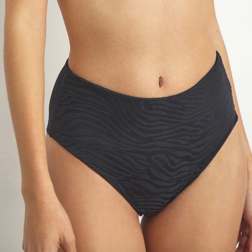 NWT Onia Sabrina Bikini Bottom Jacquard Black Zebra